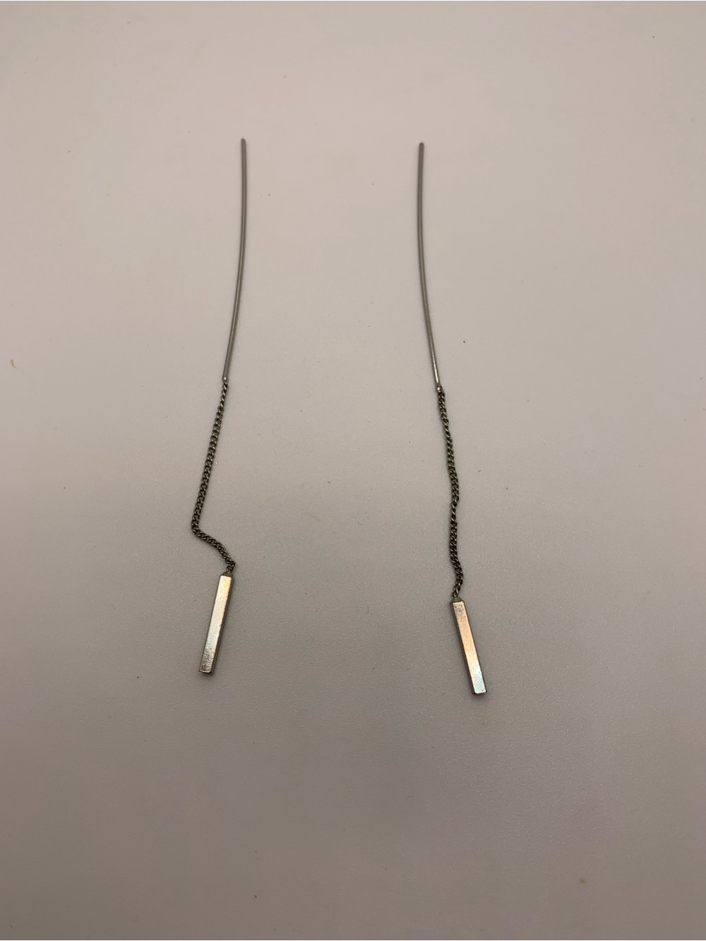 Silver Threader Bar Drop Earrings - Women Jewelry - Picture 2 of 2